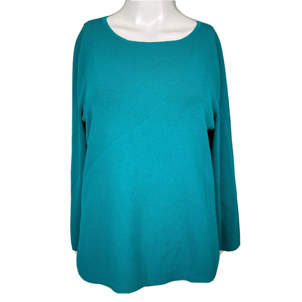 Pendleton Sweater Womens Sz M Teal Blue Knit Long‎ Sleeve Lightweight Pullover